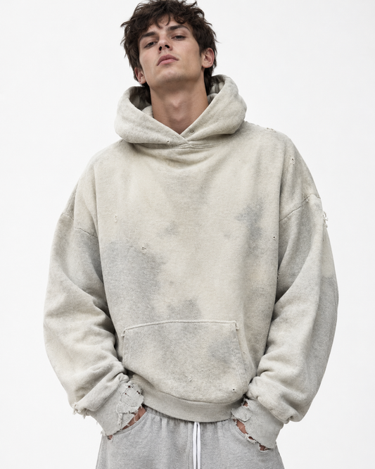 ASHEN DISTRESSED HOODIE