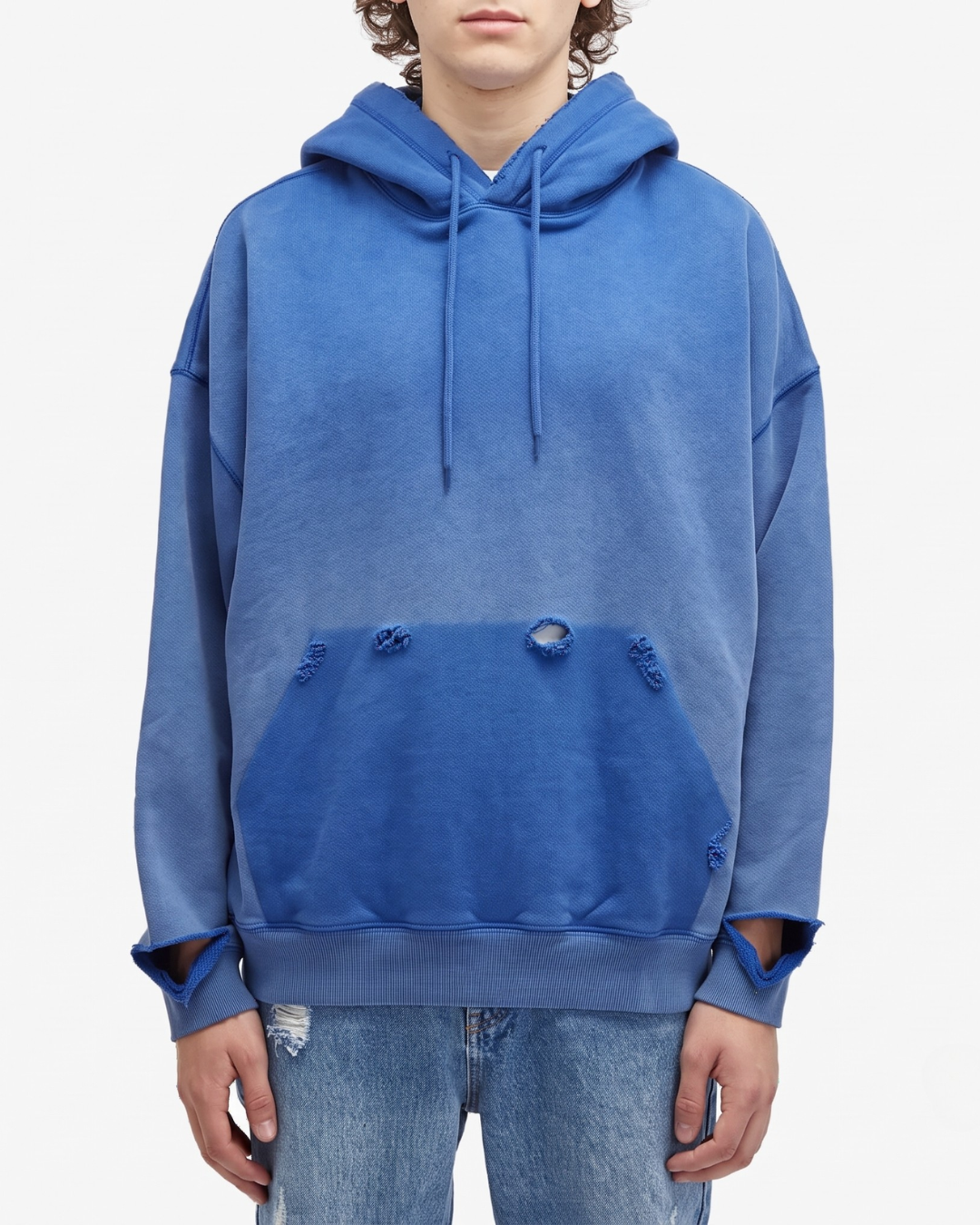 COBALT RAW EDGE HOODIE