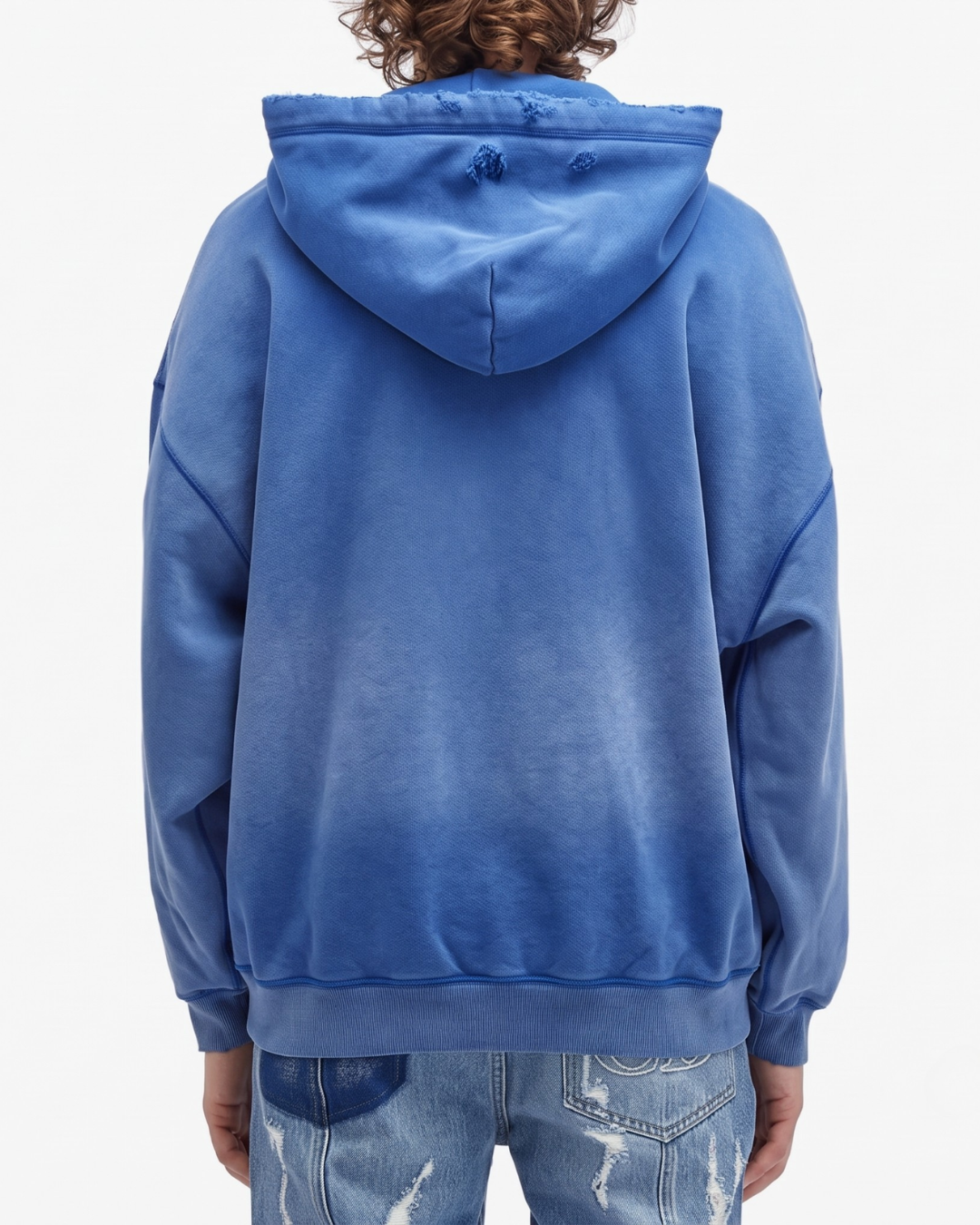 COBALT RAW EDGE HOODIE