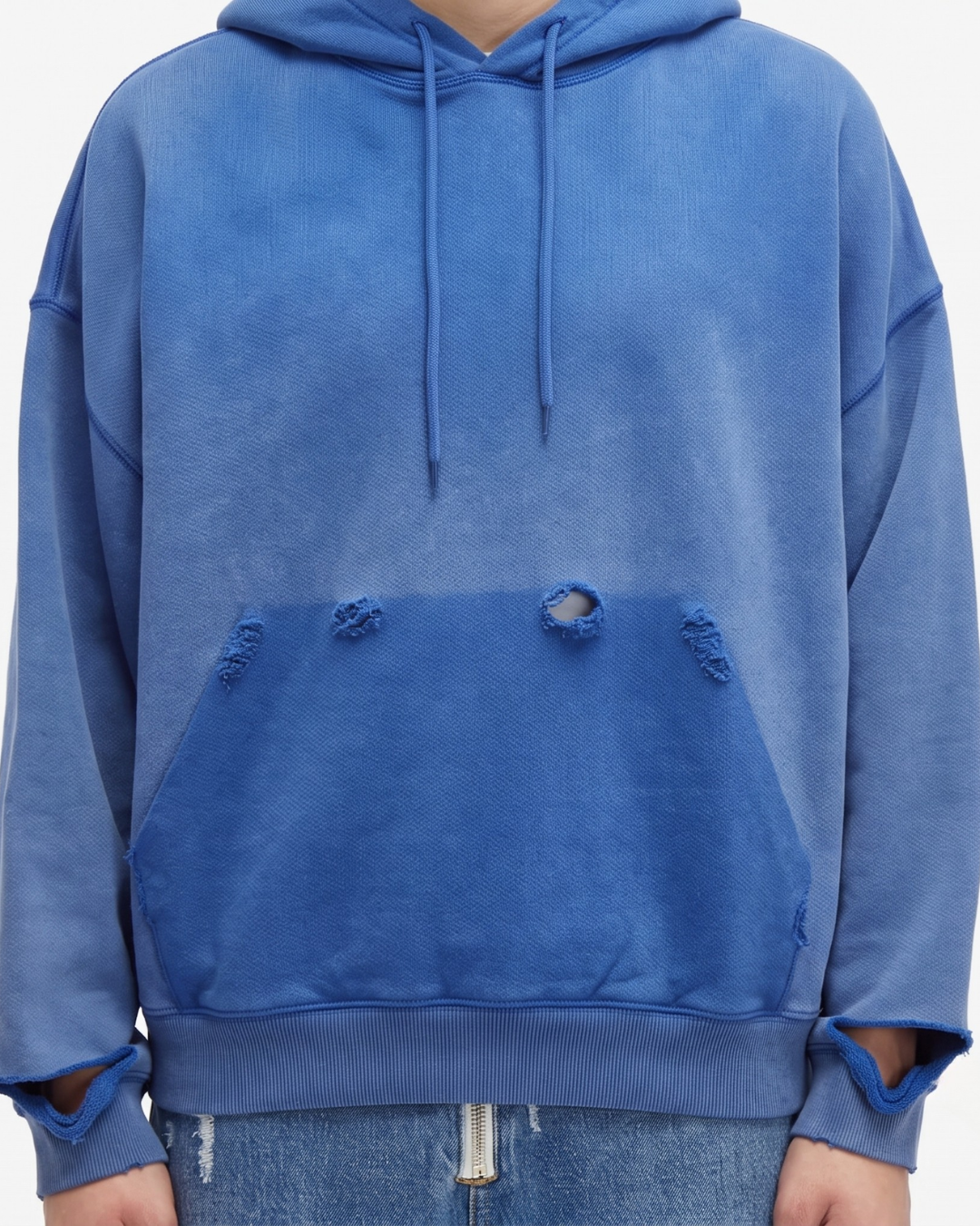 COBALT RAW EDGE HOODIE